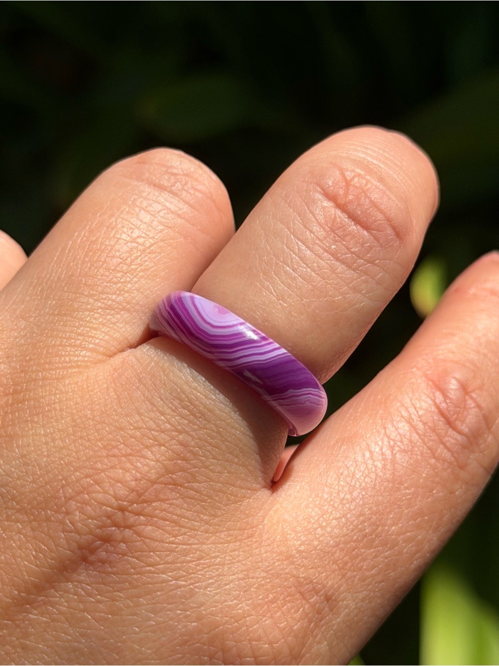 SIZE 7 Purple Banded Agate Ring 2560 - Picture 5 of 7
